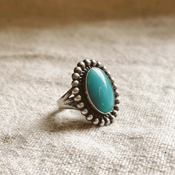 Vintage Navajo Oval Bead Turquoise Ring – Midland Shop